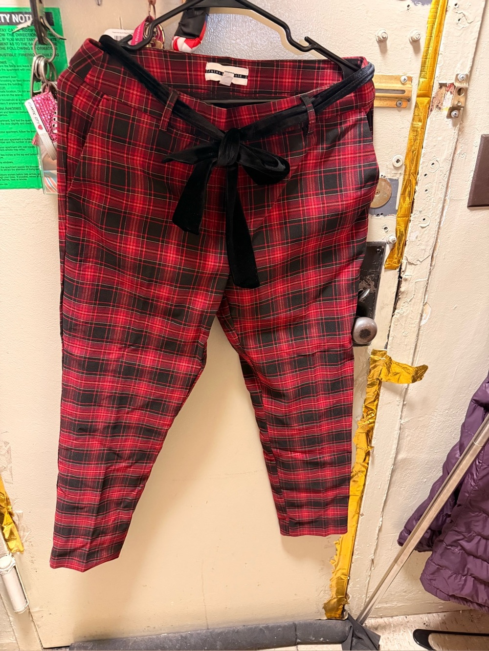 Jules & Leopold Red and Black Plaid slacks